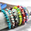 Blau-Türkis Ölmalerei Perlen Elastisches Armband, DIY Modeaccessoire