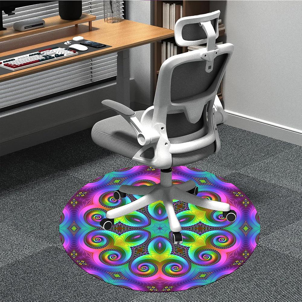 

1pc Psychedelic Pattern Chair Carpet for Office Non-Slip Mat for Office - Decorative Floor Mat yy251030262 80cm by 80cm