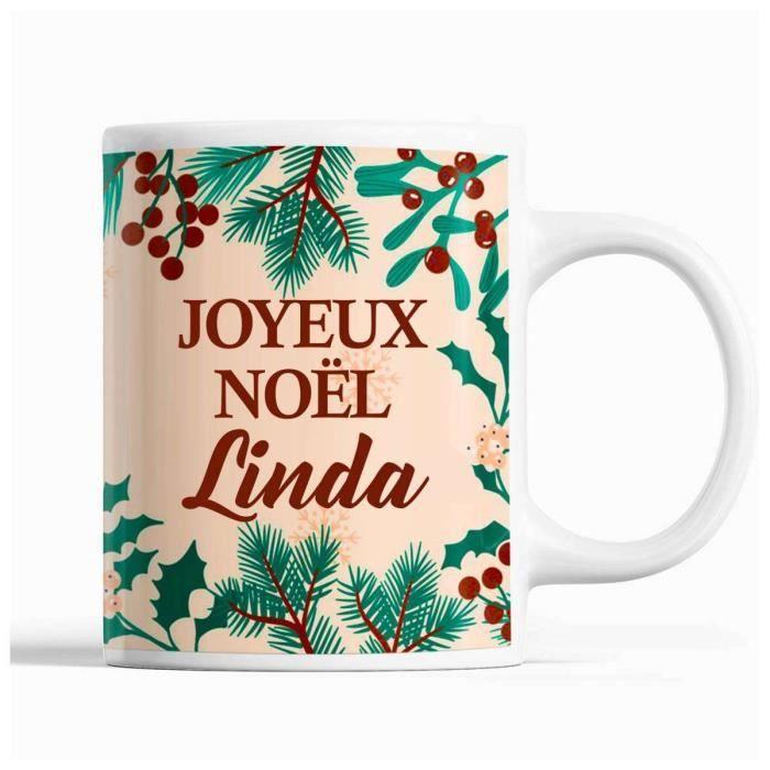 Mug - Noël Linda Beige - Imprimé Recto/Verso - Résistant Lave-Vaisselle - 325 ml