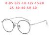Metal Anti-Blue Light Student Round Prescription Spectacle Women Men Shortsighted Myopes Lunettes 0 -0.5 -0.75 -1.0 To -6.0