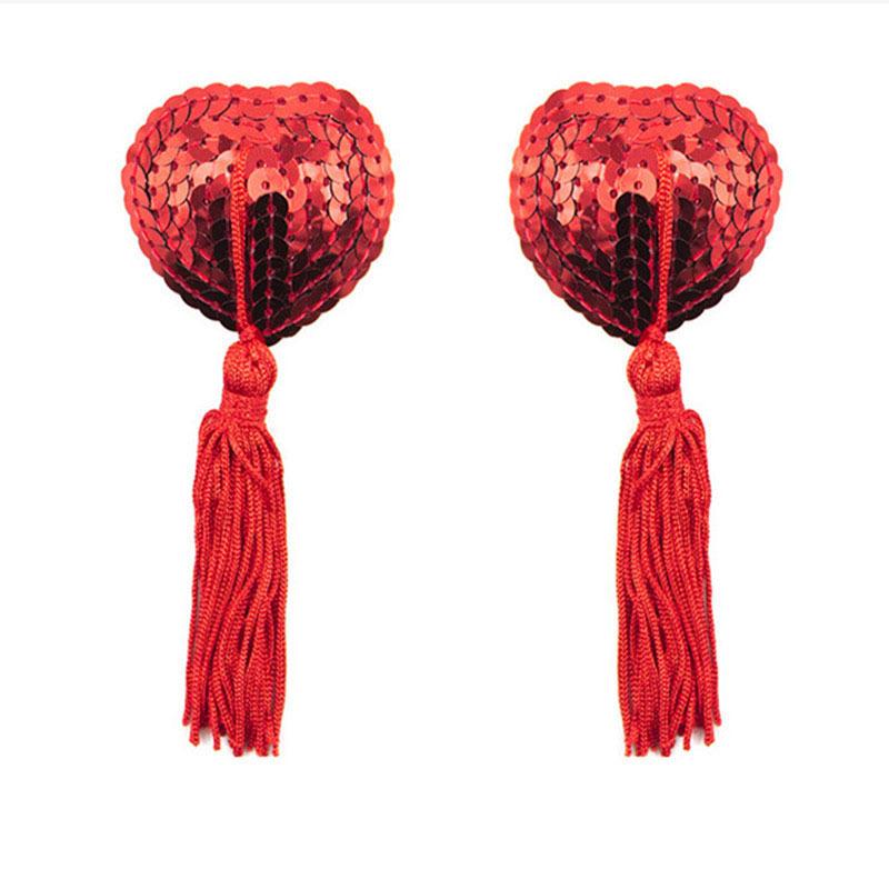 Heart Nipple Cover Porn Reusable Self Adhesive Tassel Bra Covers Silicone Pasties Breast Bra Sequin Heart Shape Nipple Stickers