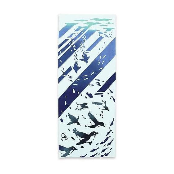 Miyamoto Towel Tenugui - Kaiyu Penguin - Chusen Dyed - Made in Japan - Blue - Approx. 35x90cm