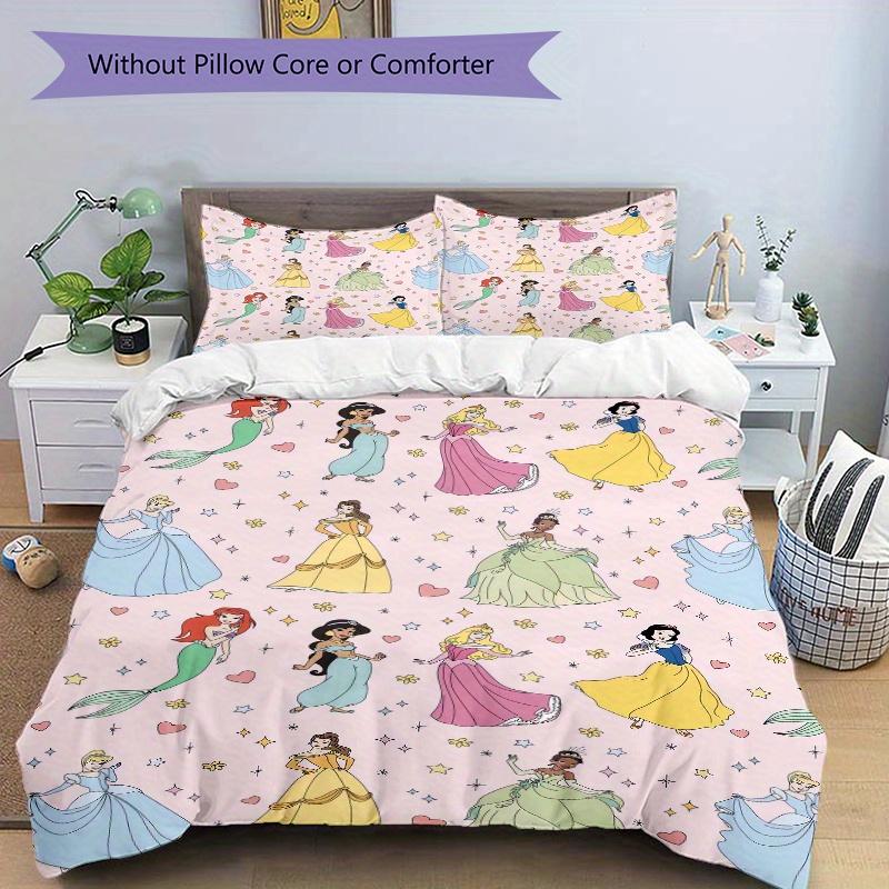3pcs Disney Princesses Pattern Printed Quilt Set - Soft and Comfortable Quilt Cover for Bedroom, Guest Room and Dormitory Decorative Bedding Set
