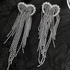 Silver Needle Diamond Love Fringed Earrings Women, Fashion Light Luxury Face Skinny Long Earrings Earrings