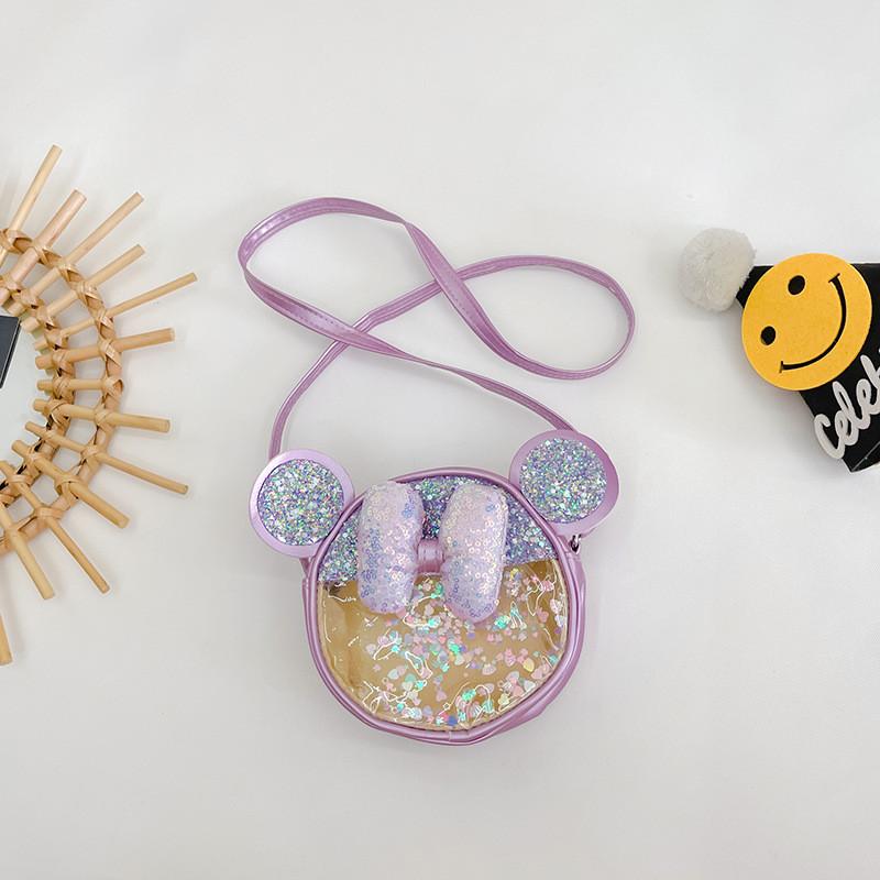 Adorable Fashionable Kids Crossbody Mini Sequin Coin Purse With Bow Design