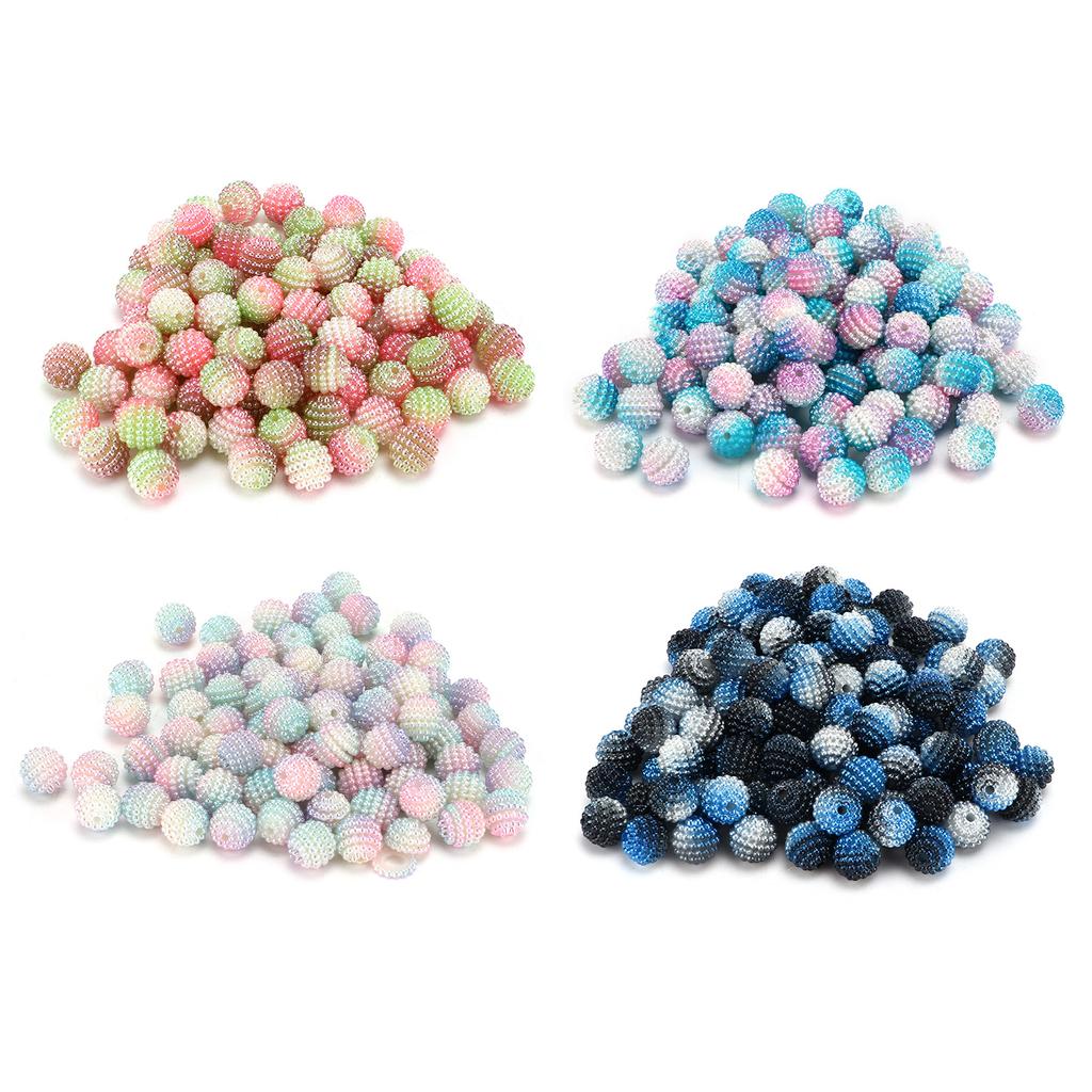 200pcs Pearl Beads Color Pearlized Gradient Bayberry Shaped Bubble Beads with Hole for DIY Jewelry M