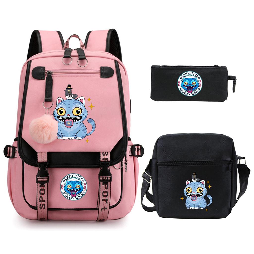 Witch Hunters Cartoon Peripheral Printing Children's Backpack Cross-border New Student School Bag Three-piece Shoulder Bag Pencil Bag