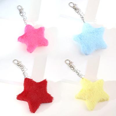 Furry Star Bag Pendants Keychains Rings Holders Decorations Gift Accessories