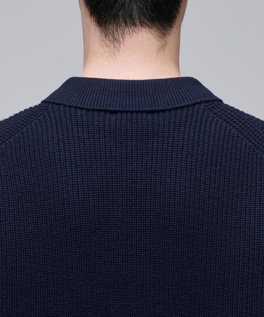 Musinsa Standard Oversized Ribbed Collared Cardigan [Navy]
