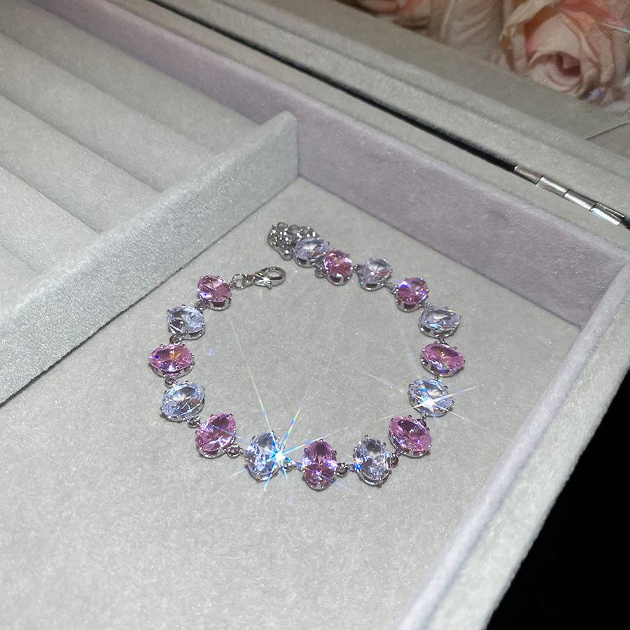 Europe and the United States Hot-selling Color Oval Love Zircon Bracelet Light Luxury Bracelet Personalized Jewelry Women