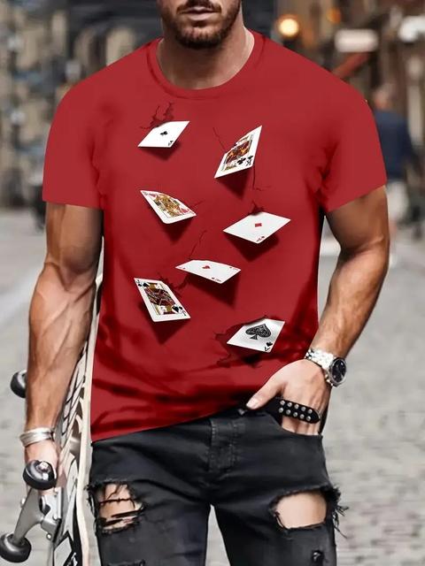 New 3D Poker King Pattern Casual Short Sleeve T-shirt Men's Comfortable T-shirts Streetwear