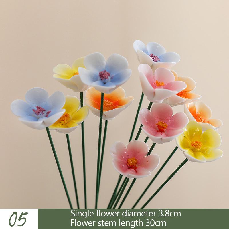 5X Artificial Flower Ceramic Handmade Fake Flower Creative Art Floral Home Decor Party Wedding Garden Decor Valentine's Day Prop