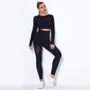 Set Yoga Donna 2 Pezzi Completi Senza Cuciture Manica Lunga Sexy Rete Forata Traspirante Set Palestra Push Up Tuta Abbigliamento Sportivo