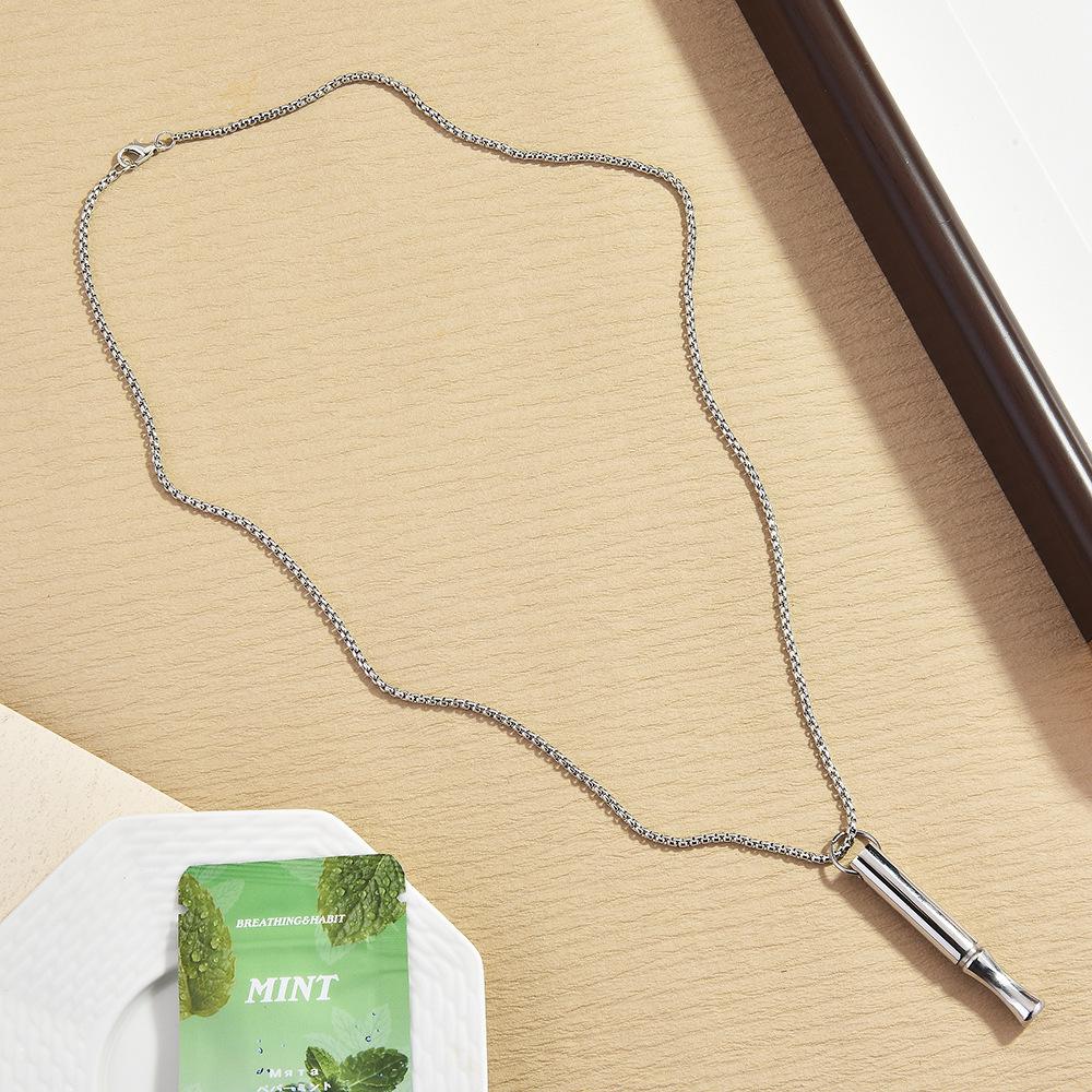 Stainless Steel Anti-Anxiety Mindfulness Meditation Whistle Necklace