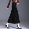 Autumn Winter Velvet Pencil Skirt High Waist Slim Fit Stretchy Wrap Fish Tail Midi Skirt Elegant Bodycon