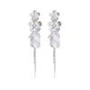 Super flash zircon flower shell fringed earrings women's seaside vacation wind stud earrings are beautiful ears