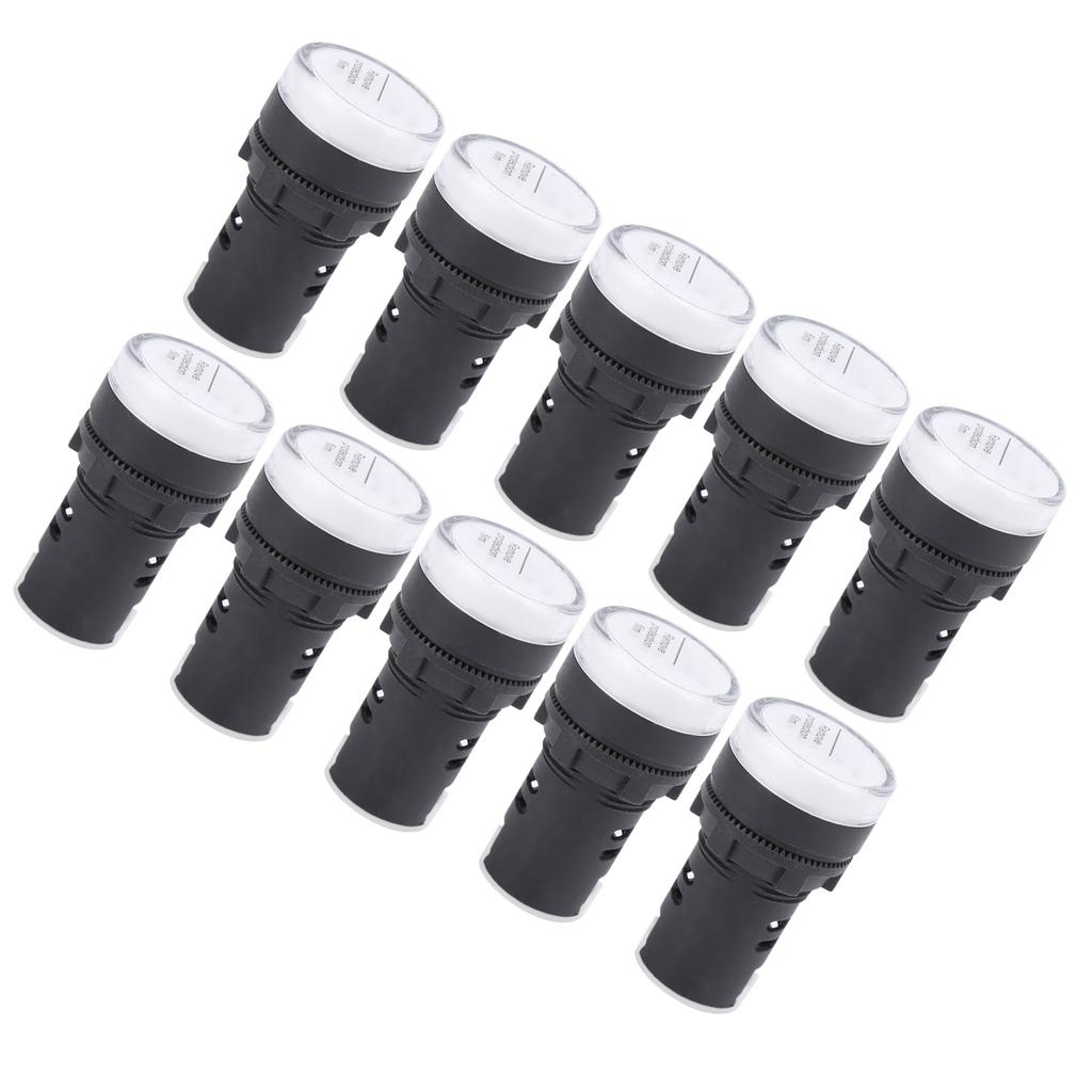 10Pcs AD16‑22DS LED Signal Light White High Brightness Indicator Equipment AccessoryAC220V