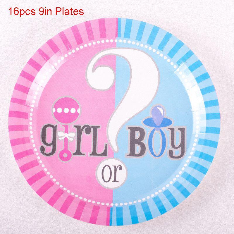 Baby Gender Reveal Party Decoration Boy Or Girl Disposable Tableware Pink Blue
