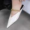 Women's shallow mouth Baotou slippers fairy style spring and summer niche chain flat outside pointed single shoes