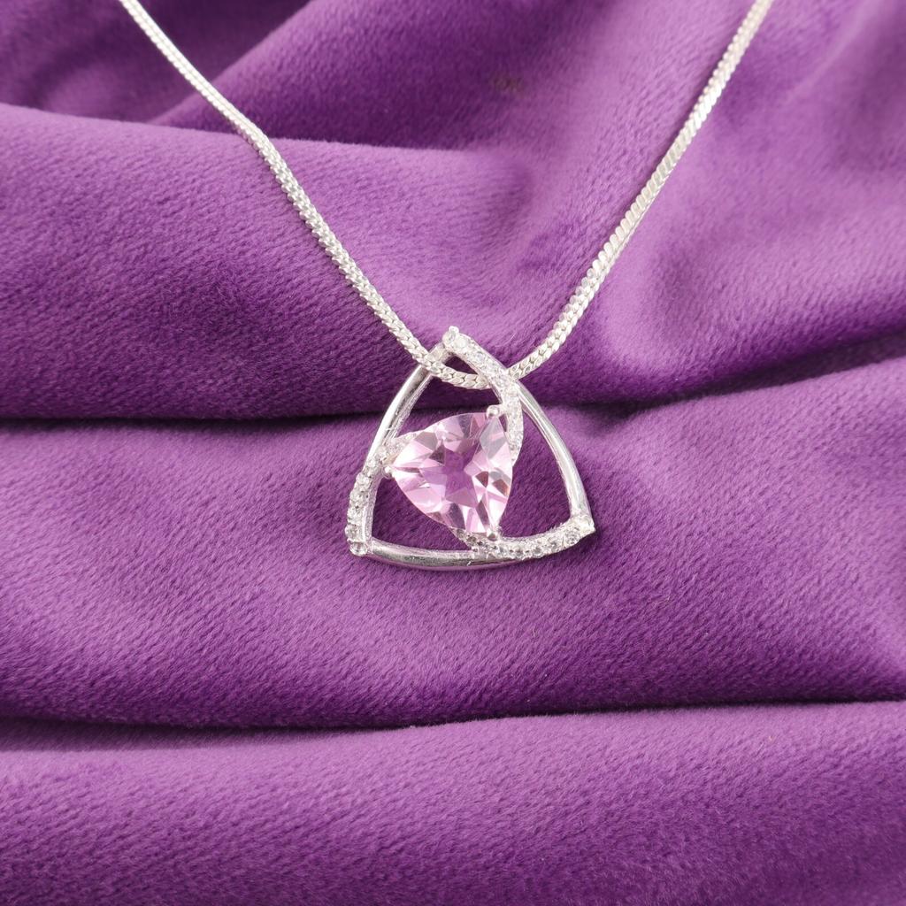 Morganite Gemstone 925 Solid Silver Jewelry Zircon Pendant Gift For Girlfriend CZP-10-7