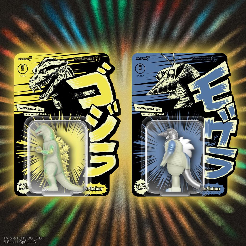 Super7 Toho Godzilla Reaction Figure Inch Toho Godzilla Action Figure Classic Monster Movie Collectible Retro Toy '55 (Glow-in-the-Dark) - 3.75