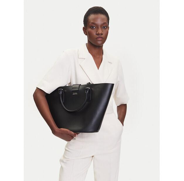 Handbag Tommy Hilfiger Heritage Leather Tote AW0AW17209 Black