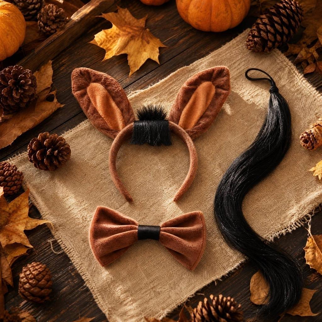 Halloween Animal Headband Tie and Tail Set for Costume Accessories 802