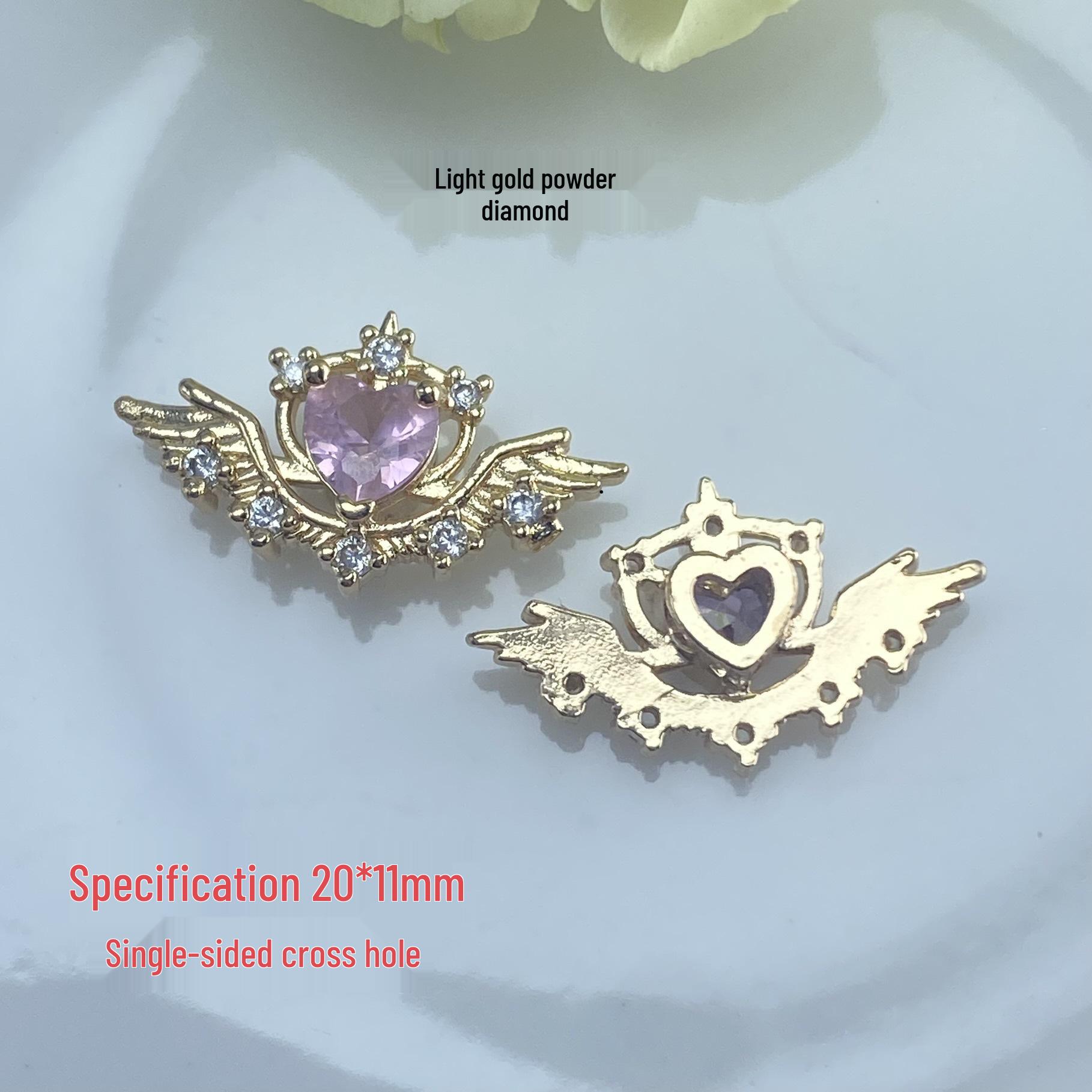 Zircon-Inlaid Heart Angel Wings Jewelry Accessories: Handmade Crystal Beads, Spacers & Separators for DIY Crafts.