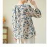 Doll Shirt Women's Loose Cotton Linen Shirt Printed Sweet and Artistic Early Autumn Ramie Lightweight Shirt