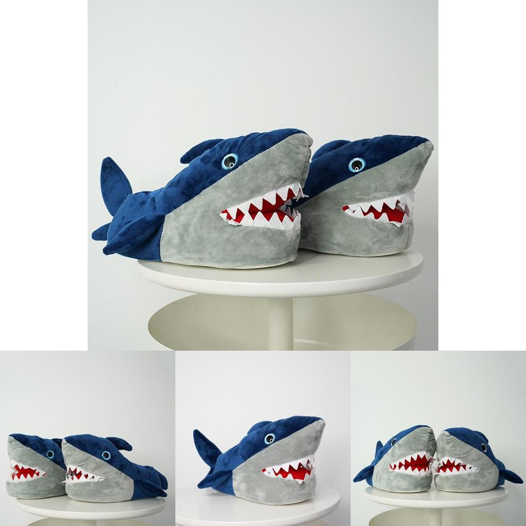 Shark Plush Slippers Women Men Animal Home Indoor Winter Warm Floor Shoes 3d
