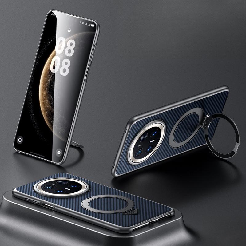 Huawei Mate70Pro Phone Case with Carbon Fiber Texture HUAWEI Magnetic Stand M70 Anti-drop Business Leather Case