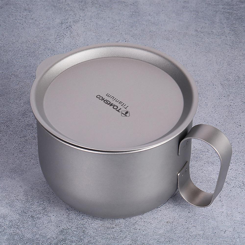 500ml Titanium Cup with Lid and Handle Camping Coffee Cup Lightweight Coffee Pot for Backpacking