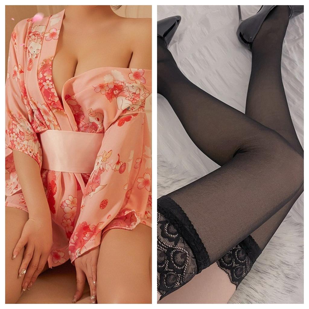 Sexy lingerie sexy Japanese retro print kimono waist hollow female passion uniform seduction nightdress