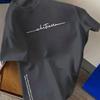 Summer men's 100 cotton fashionable loose large-sized casual sports T-shirt with simple letter print short-sleeved round neck