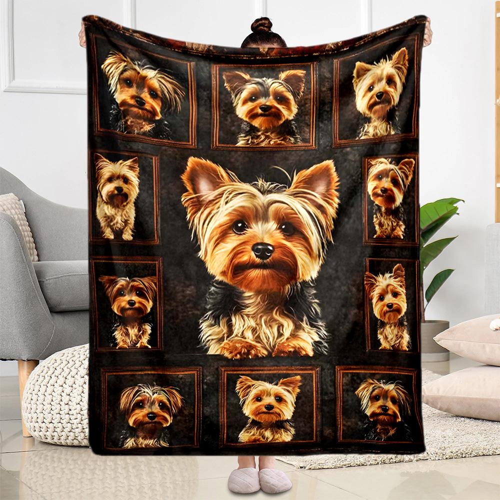 Chihuahua Photo Collage Flannel Blanket,Lightweight,Office Blanket,Sofa Blanket,Comfortable Blanket