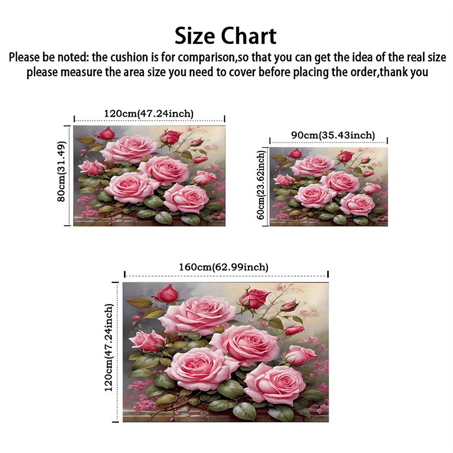 1Pcs Anti Fatigue Kitchen Rugs Blue Pink Roses  Waterproof Non-Slip Thick Cushioned Kitchen Mat Heavy Duty Comfort Standing Mat for Kitchen