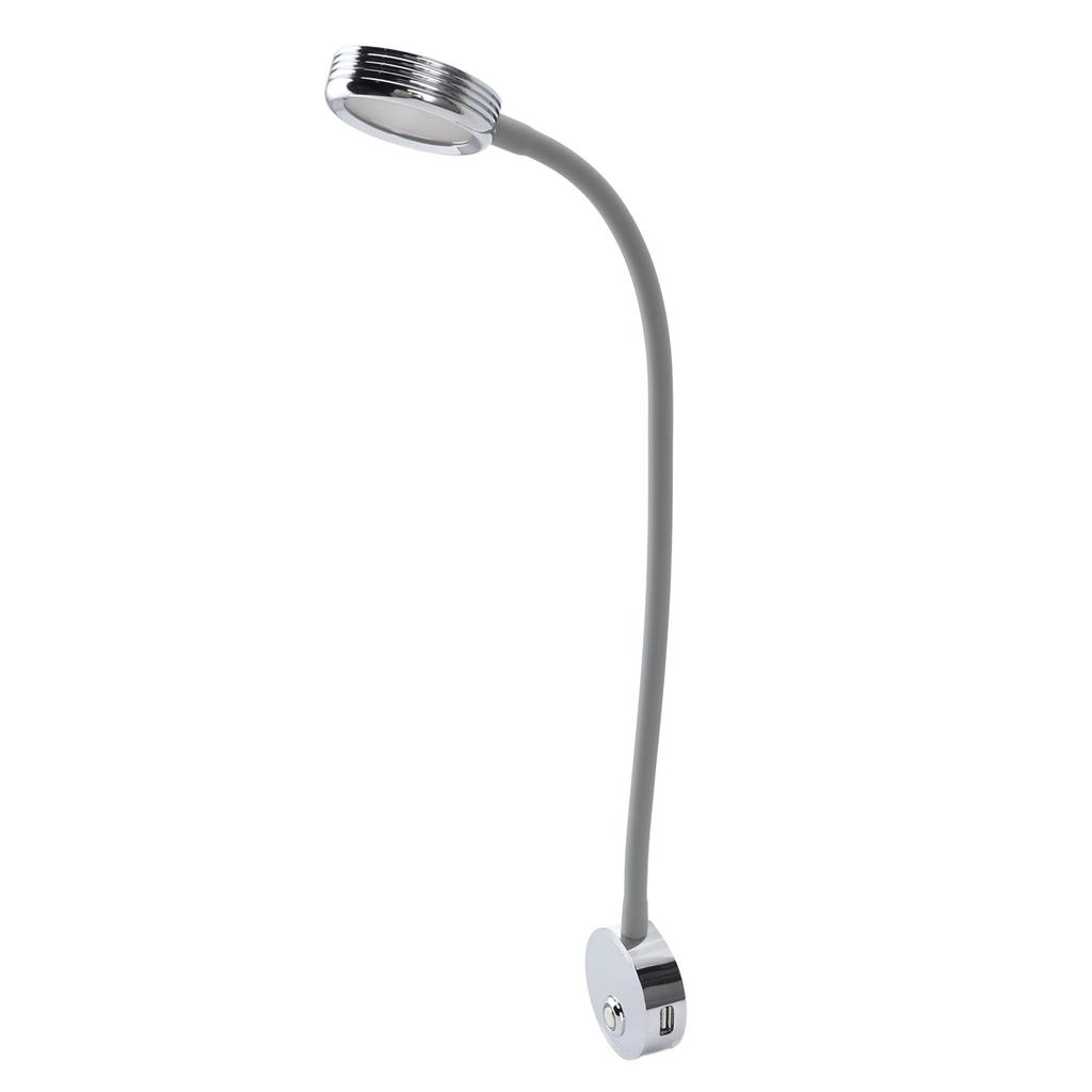 RV Reading Light with USB Port Flexible Gooseneck Bedside Wall Lamp for Boat Yacht 620‑625nm Red 3000‑320K Warm Light