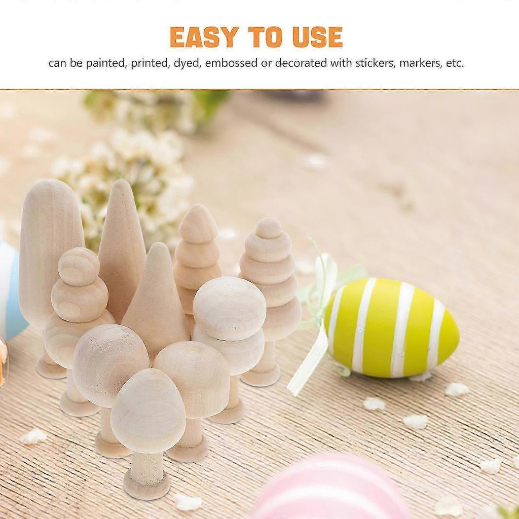Mini Wooden Trees for Painting DIY Unfinished Wood Tree Decorations 60Pcs