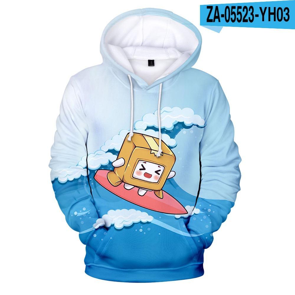 European and American Internet celebrities Lankybox people hooded sweater D digital printing spring and autumn loose and comfortable pullover hoodie