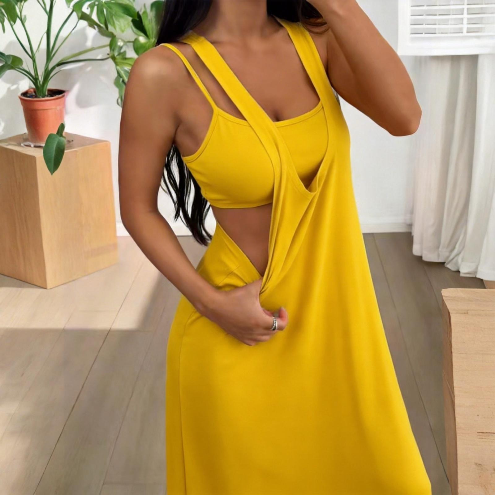 Women s Two-Piece Set Loose Casual Tank Dress Sleeveless Summer Outfit Lightweight Soft Fabric Comfortable Fit S