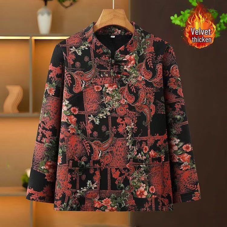 

2025 Stylish Spring/Autumn Jacket for Middle-Aged and Elderly Women - Lapel Zipper Shirt Design XL fits 45-60 kg