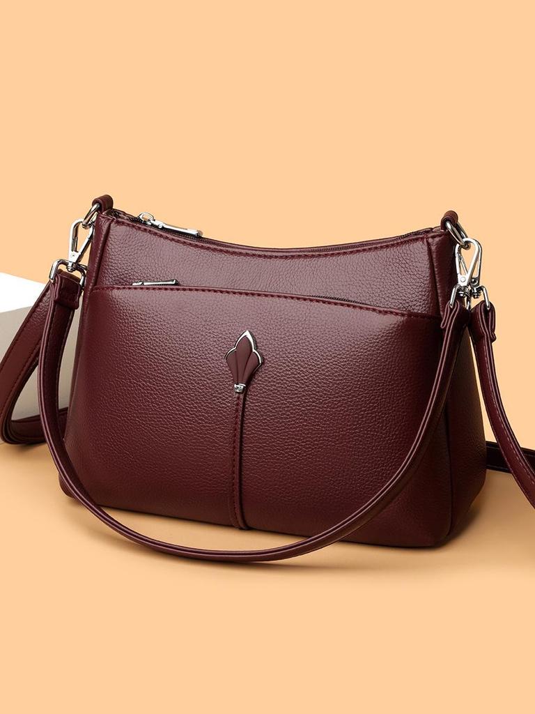 Autumn/Winter Soft Leather Multi-layer Shoulder/Crossbody Bag for Women - Versatile and Spacious Design