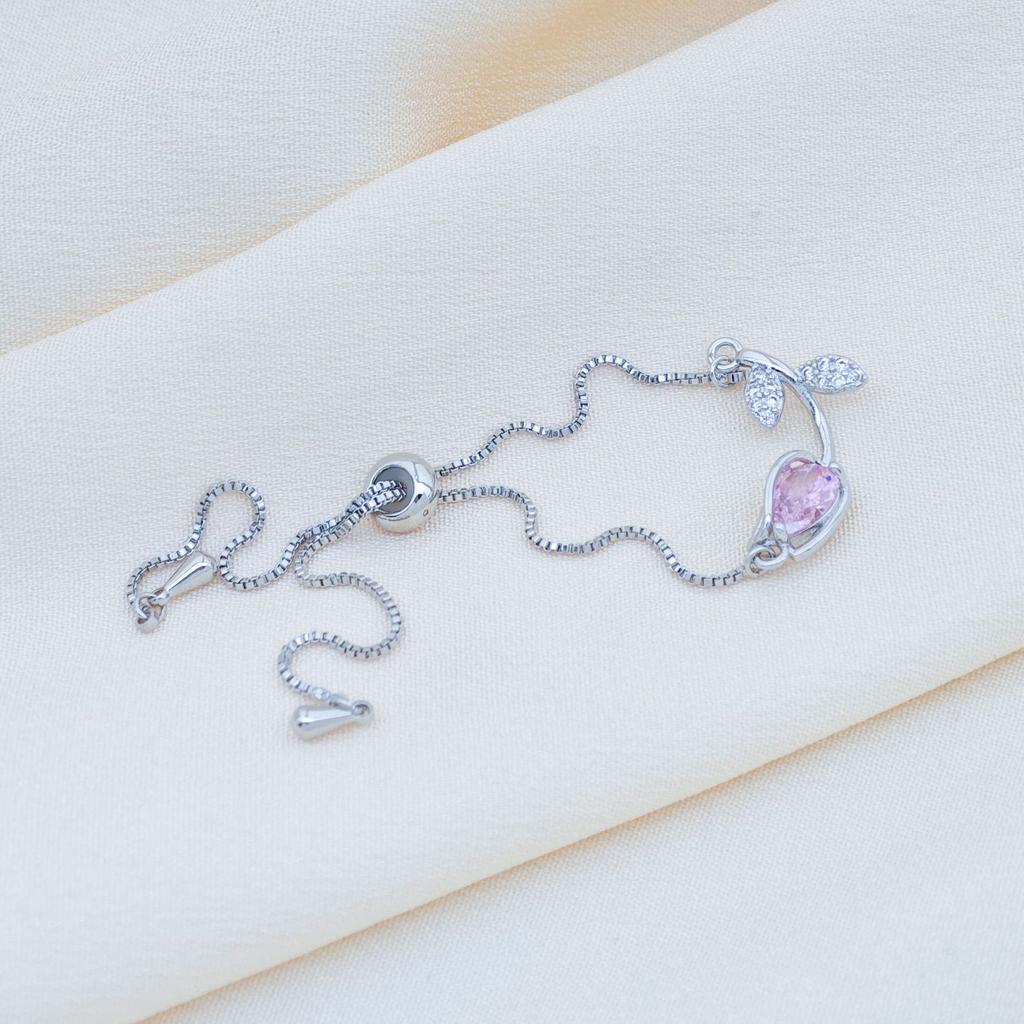 Fashion Elegant Colorful Crystal Tulip Flower Charm Bracelets for Women Girls Adjustable Copper Box Chain Accessory Jewelry Gift