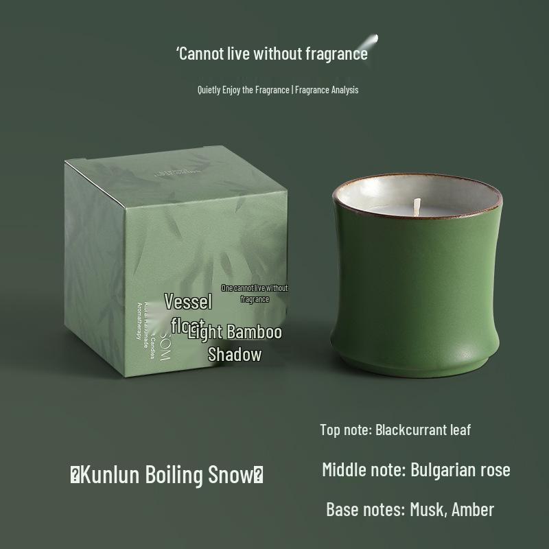 Elegant Bamboo Joint Ceramic Scented Candle Gift Box - Birthday Souvenir & Decorative Ornament