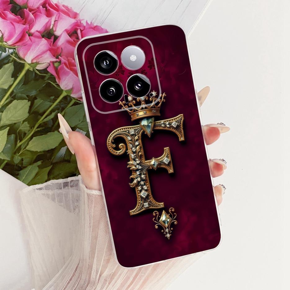 For Xiaomi Mi 14 Pro Case Cute Crown Letters Cover Clear Silicone Soft Slim Phone Case For Xiaomi 14 Pro Mi14 Pro 5G Fundas Bags