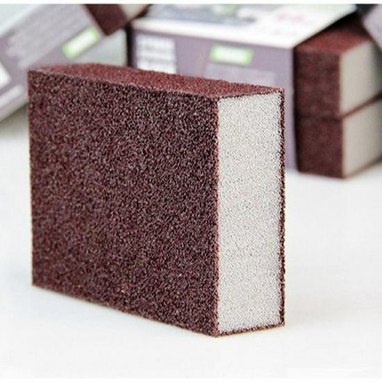 

Grit Sponge Scrubber: Kitchen Dishwashing Rust Remover & Pot Cleaning Tool Medium-Density Brown (9*6*2.5cm) коричневый