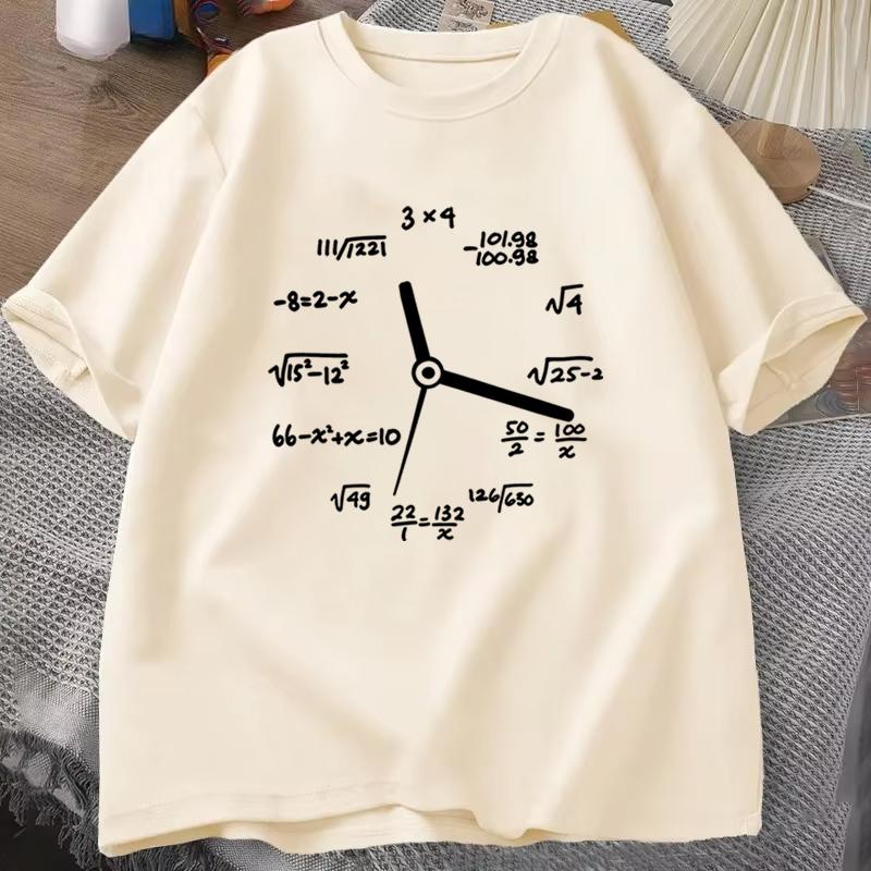 Funny Math Clock Print T Shirts Top Birthday Gifts Oneck T Shirt for Unisex Short Sleeve Tshirt Male Tops Humorous Math TShirts