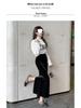 Black Gold Velvet High-Waist Midi Skirt with Slit - Retro Slimming Pencil Style for Autumn/Winter 2025