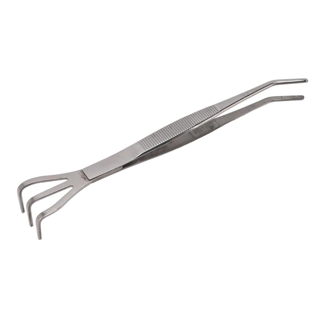Root Rake with Tweezer 3 Prong Stainless Steel Loosen Soil Bonsai Tree Tools with Ergonomic Handle Bent