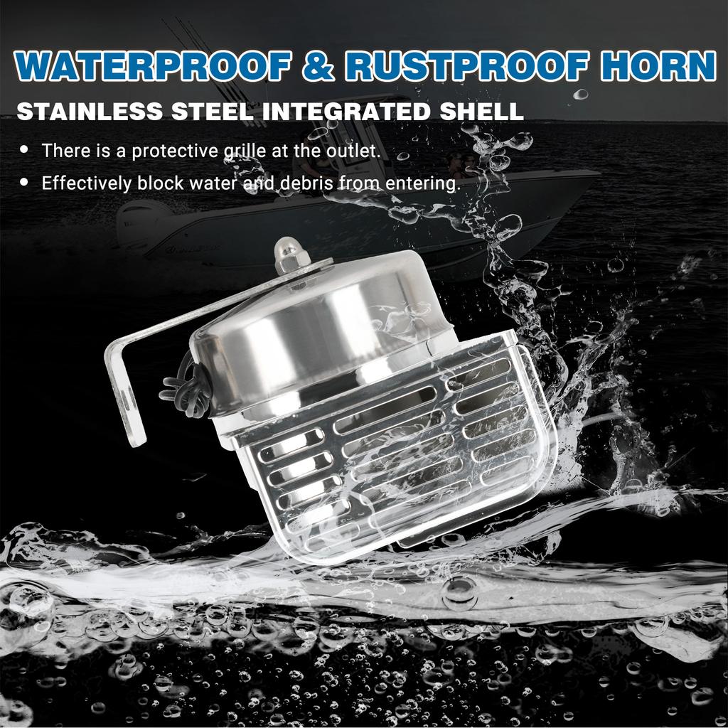 Corrosion-Resistant Stainless Steel Dual-Diaphragm Boat Horn 410 Hz 510 Hz High Tone Signal for Reliable Nautical Communication
